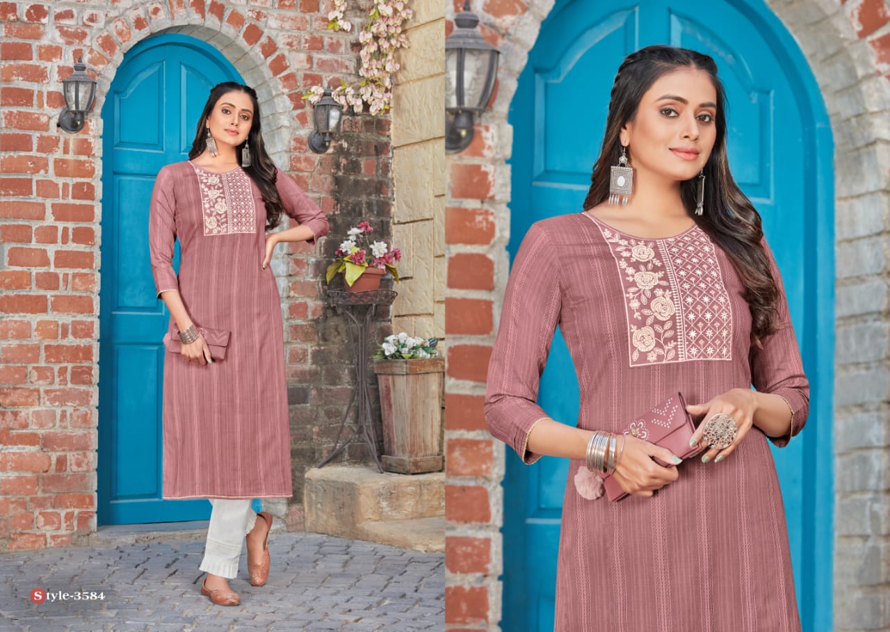 Rangoon Zara Designer Fancy Cotton Ethnic Wear Embroidery Kurti Collection